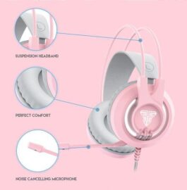 אוזניות גיימינג ורודות FANTECH HG20