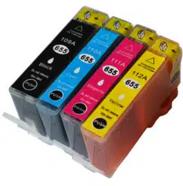 מארז 4 ראשי דיו תואם מדפסת HP, בצבעי: שחור, אדום כחול וצהוב דגם: HP-655 מיקום: A5