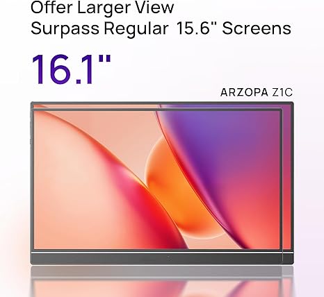 מסך עזר נייד דגם Z1C מבית ARZOPA בצבע שחור – תמונה 2