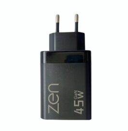 מטען מהיר 45W עם יציאת USB וTYPE C -כבל מובנה קפיצי TYPE C לטלפון ולטאבלט Zen